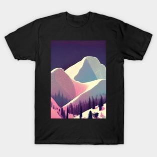 NIGHT PURPLE AND GREEN TINGED MOUNTAIN VIEW T-Shirt